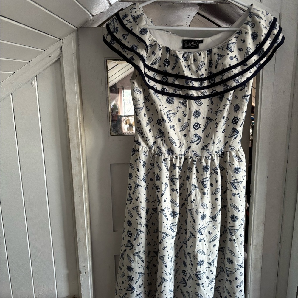 Voodoo Vixen White and Navy Nautical Dress